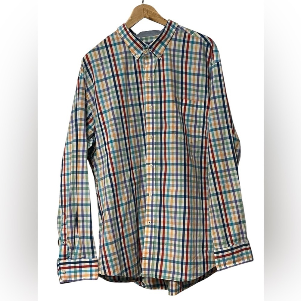 IZOD men’s size XXL long sleeve plaid button down 100% cotton shirt - Picture 3 of 9